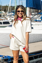 Textured Cream Shorts