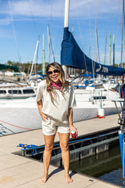 Textured Cream Shorts