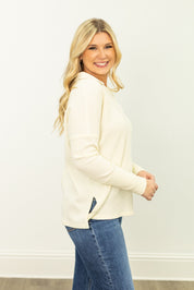 Waffle Knit Top, Ivory