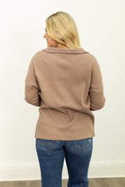 Waffle Knit Top, Brown