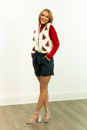 Flannel Pleat-Front Shorts