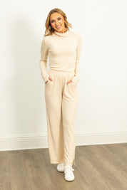 Ribbed Mock Neck, Ivory