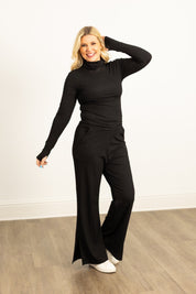 Ribbed Lounge Pants, Black