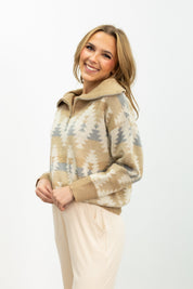 Beige Aztec Print Pullover