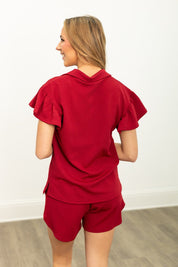 Maroon Knit Shorts