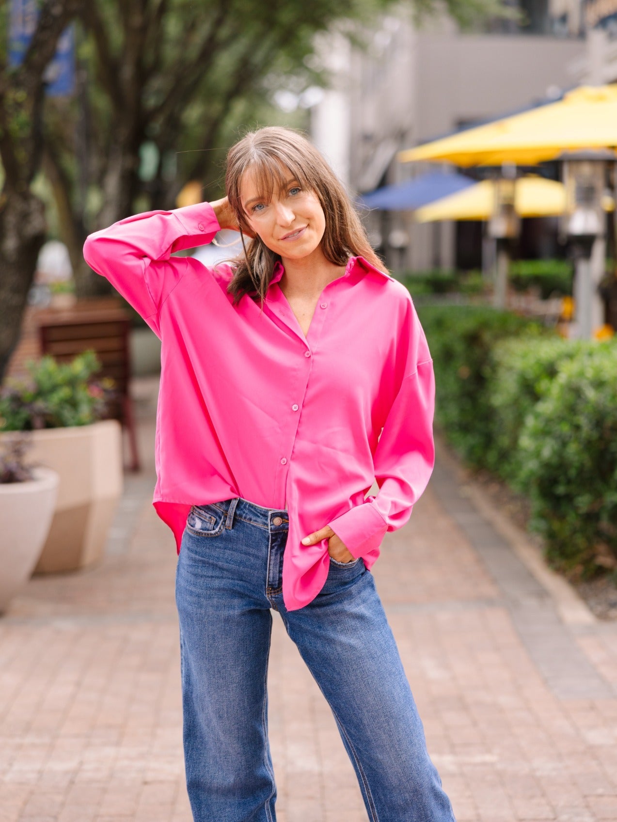The Kathryn Button-Up, Hot Pink