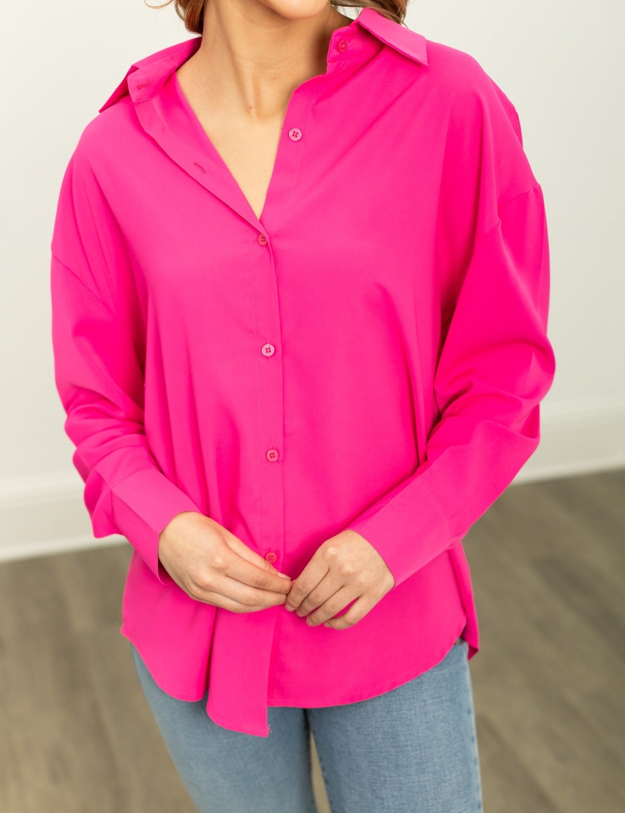 The Kathryn Button-Up, Hot Pink