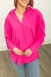 The Kathryn Button-Up, Hot Pink