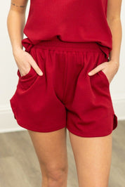 Maroon Knit Shorts
