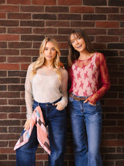 Lace Long-sleeve Top, Sage
