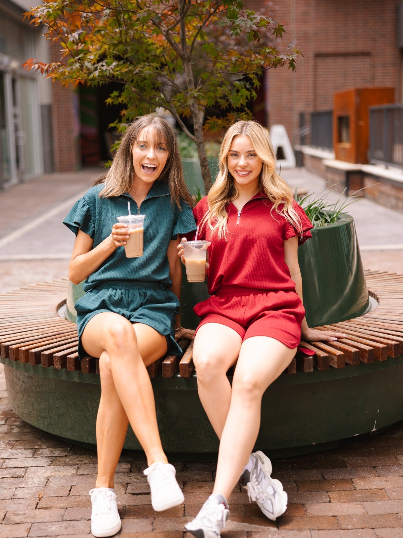 Maroon Quarter Zip with Flutter Sleeves