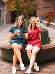 Maroon Quarter Zip with Flutter Sleeves