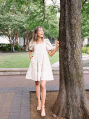 Dolly Doll Jacquard Dress, Beige