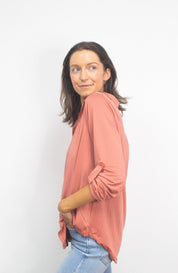 Gemma V-Neck Top, Dark Pink