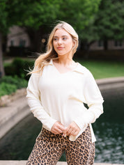 Waffle Knit Top, Ivory