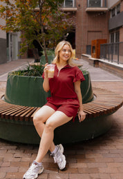 Maroon Knit Shorts