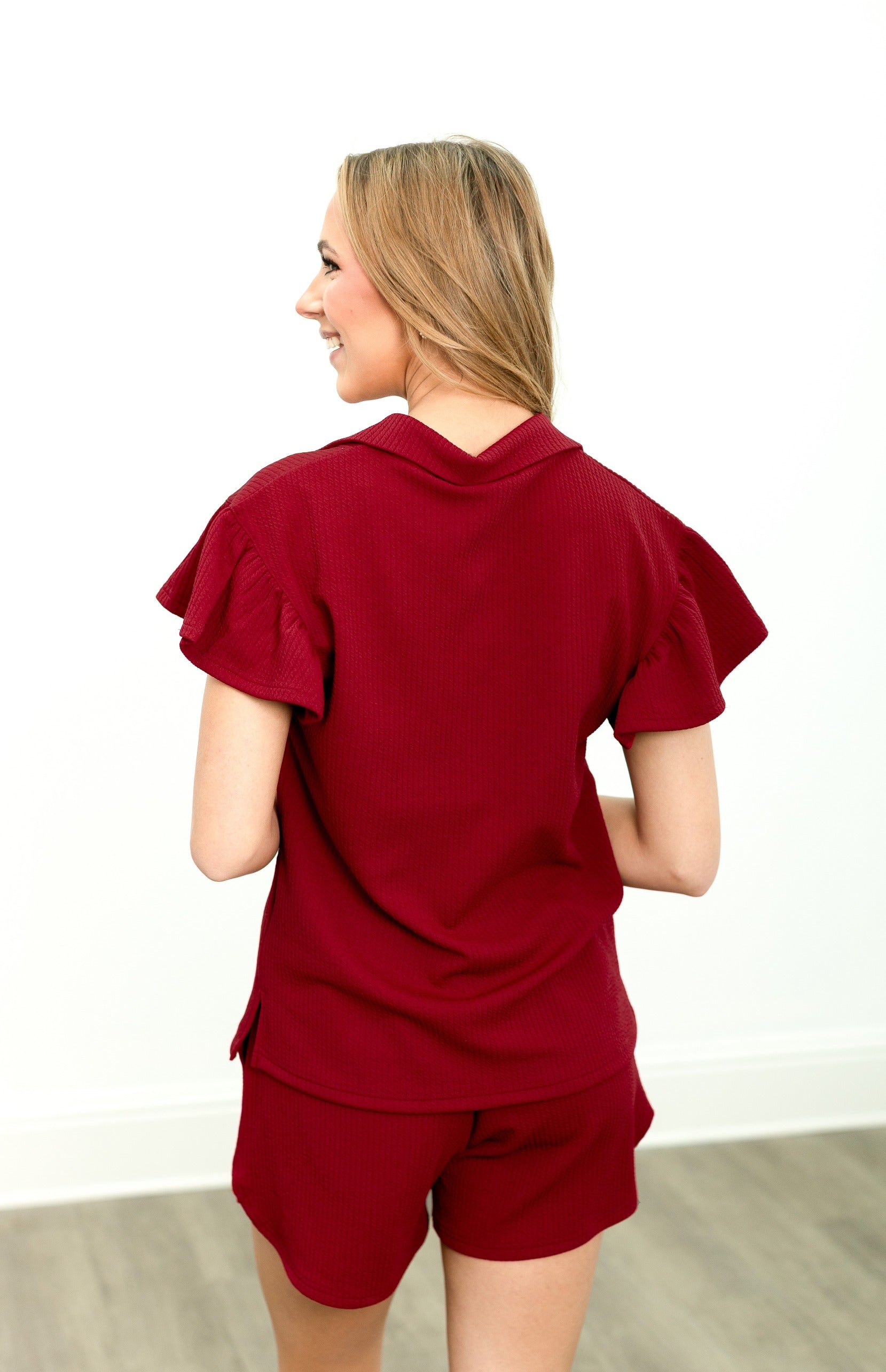 Maroon Knit Shorts