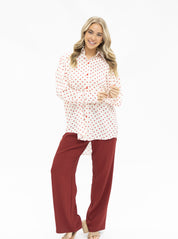 Kathryn Classic Button-Up, Red Polka-Dot