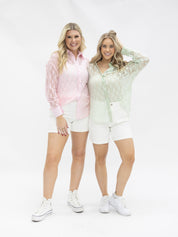 Kathryn Classic Button-Up, Light Pink Lace
