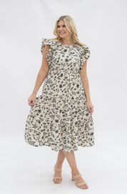 Black & Ivory Floral Tiered Dress