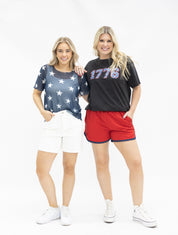 Mesh Short-Sleeve Top, Navy