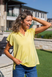Nicole V-Neck Top, Yellow