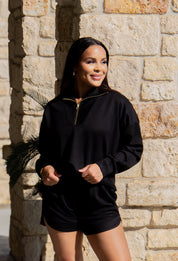 Butter Soft Quarter-Zip Top, Black