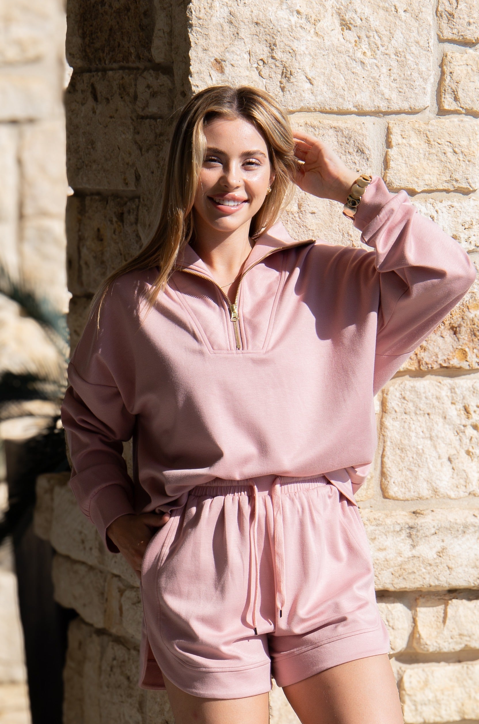 Butter Soft Quarter-Zip Top, Pink