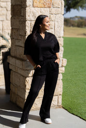Butter Soft V-Neck Top, Black