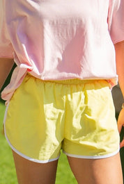 Go Getter Yellow and White Piped Shorts