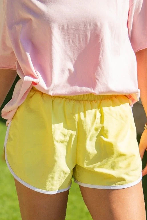 Go Getter Yellow and White Piped Shorts