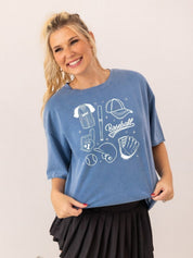 Baseball on Blue Boxy Tee