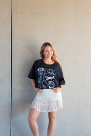 Baseball on Black Boxy Tee