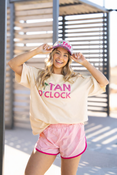 Tan O'Clock on Beige Relaxed Fit Tee