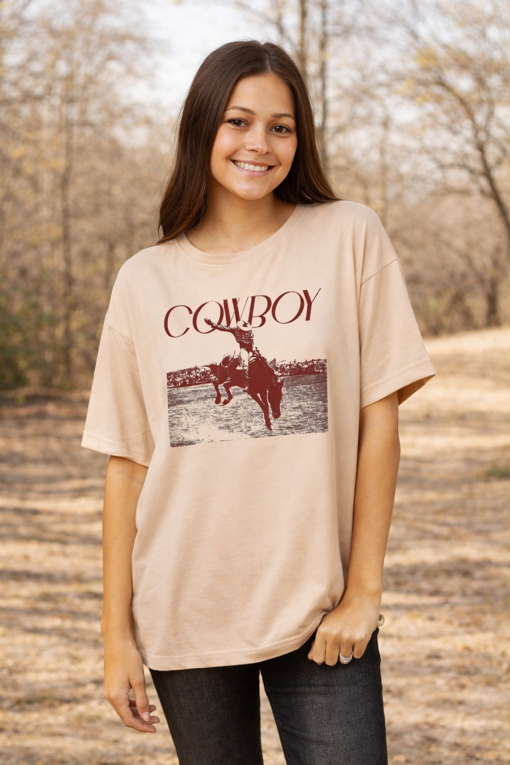 Cowboy on Beige Tee Shirt
