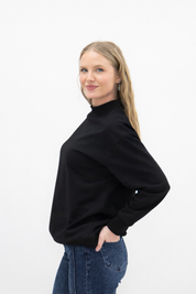 Mock Neck Sweatshirt, Black