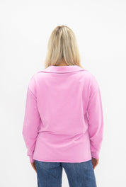 V-Neck Collared Pullover, Pink
