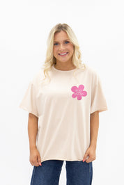 Lead with Grace on Beige Relaxed Fit Tee