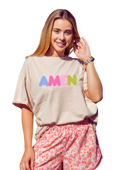 Amen on Beige Relaxed Fit Tee