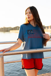 USA Flag Glitter Stars Top