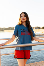 USA Flag Glitter Stars Top