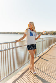 Sequin Bikini on White Top