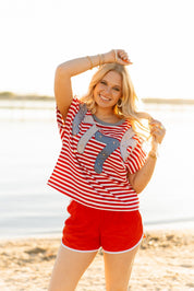 1776 on a Short Sleeve Stripe Top