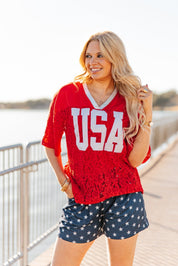 Red Lace "USA" Jersey