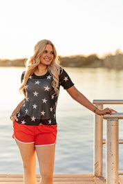 Mesh Short-Sleeve Top, Navy