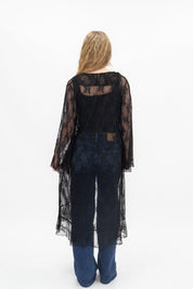 Lace Long Kimono, Black