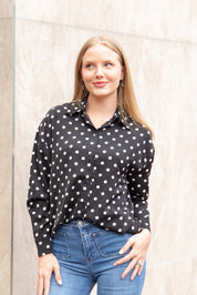 Kathryn Classic Button-Up, Polka-Dot