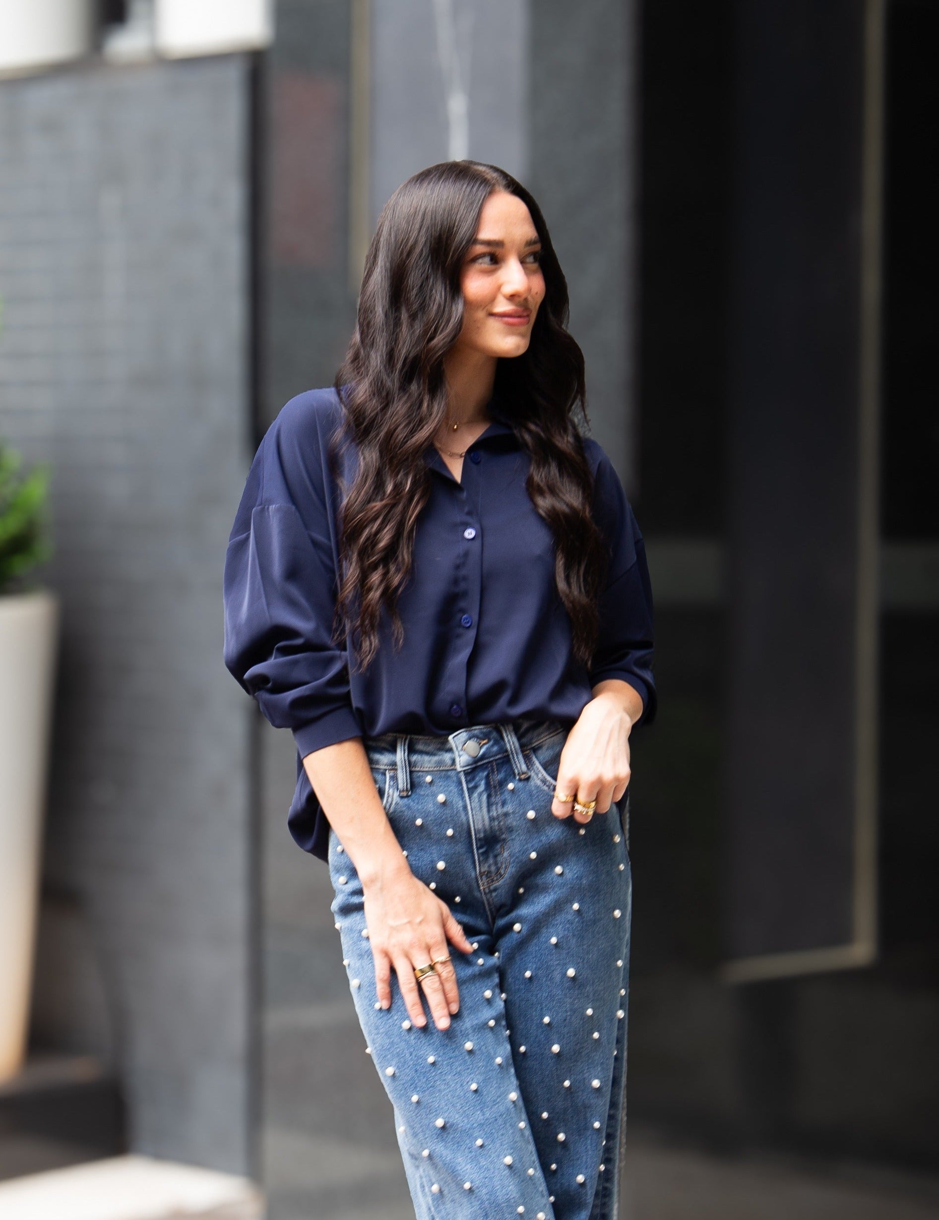 Kathryn Classic Button-Up, Navy