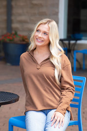 Ultra Soft Brown Vneck Pullover