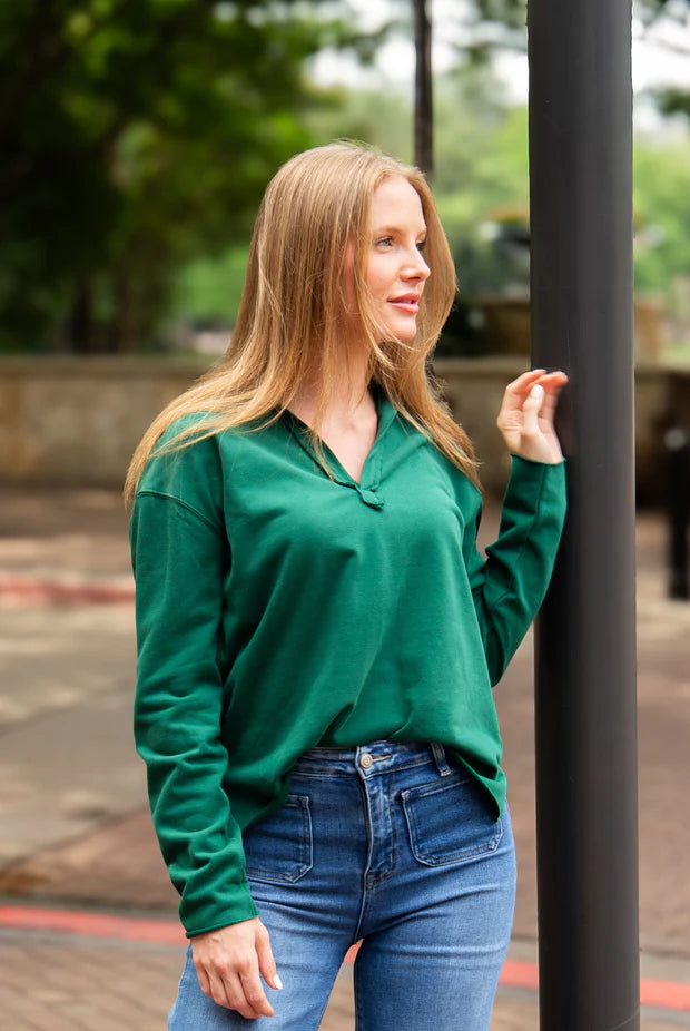 Ultra Soft Forest Green Vneck Pullover
